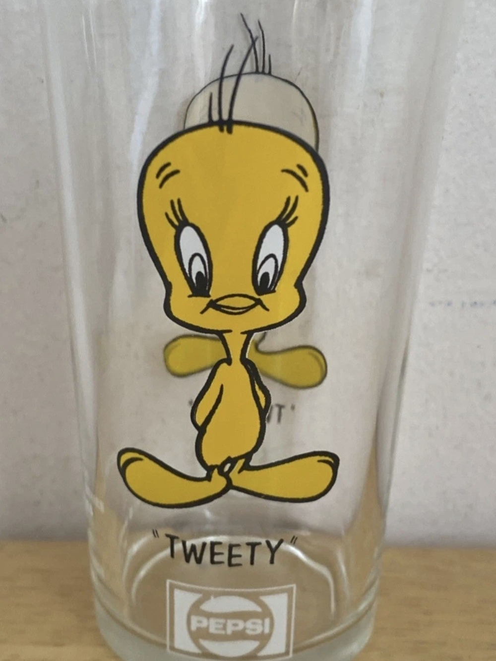 Pepsi Glass with Yellow Tweety Graphic